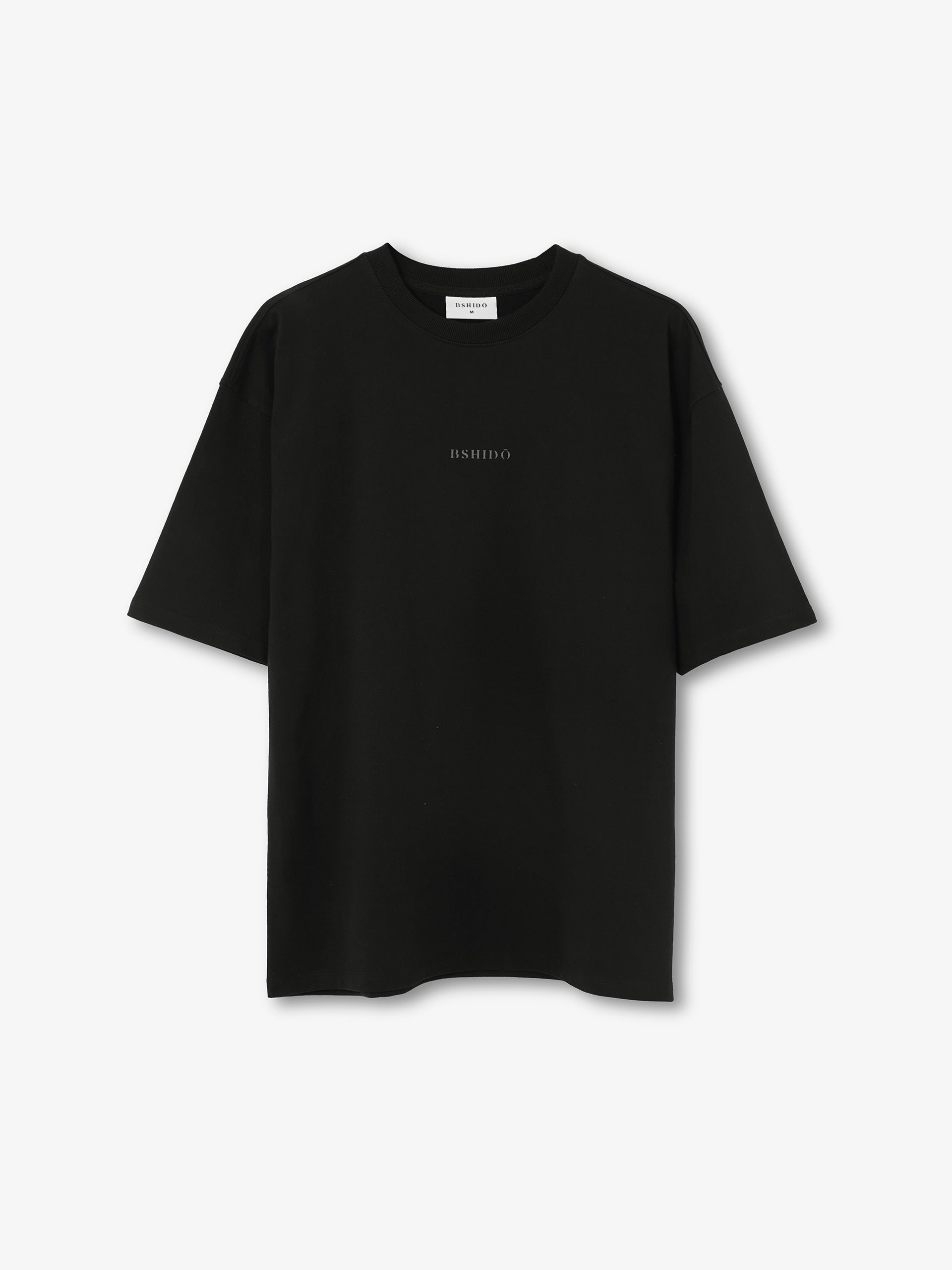 Black oversized t-shirt front view with Bshido logo