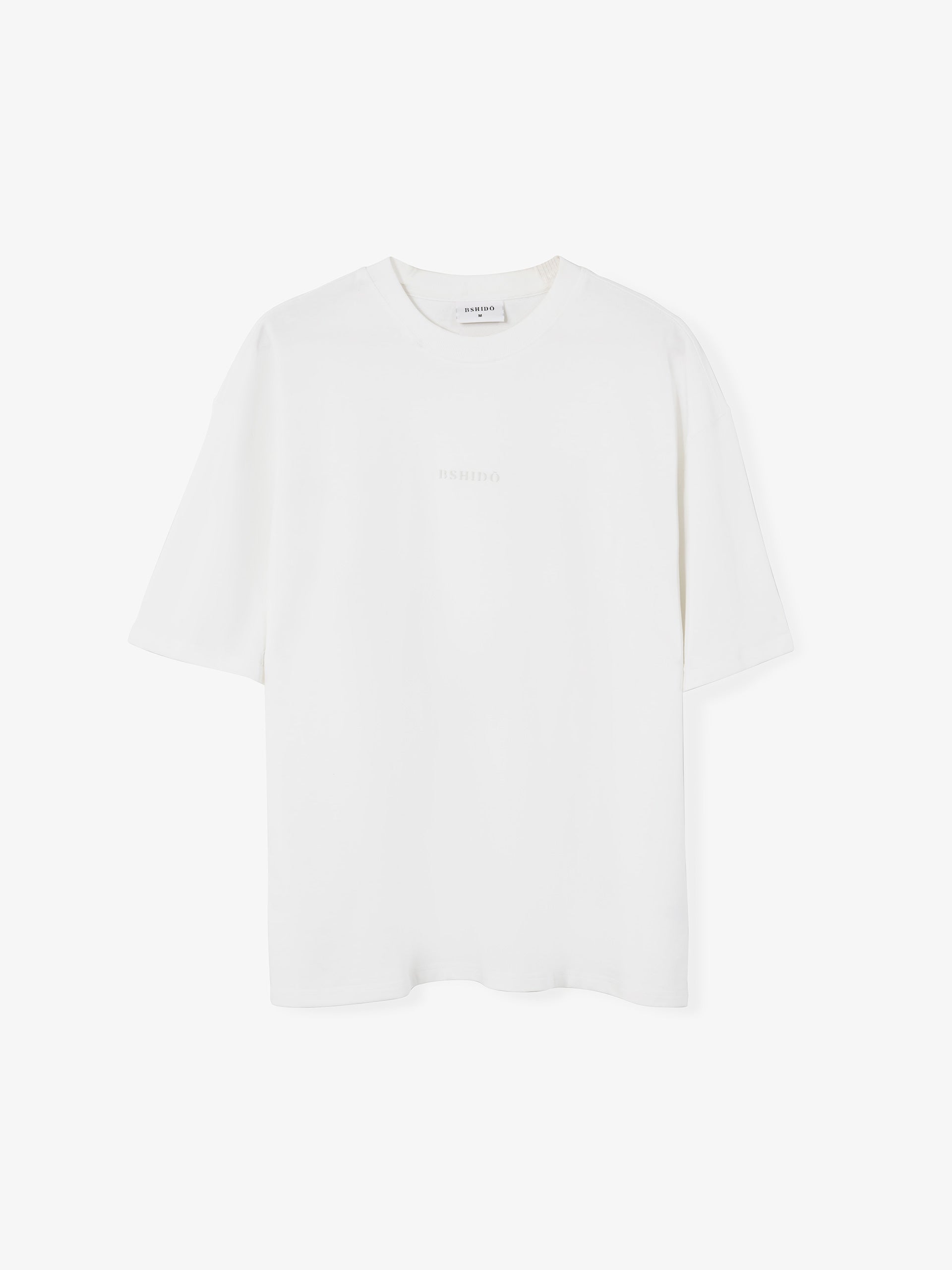 white oversized t-shirt with Bshido logo front