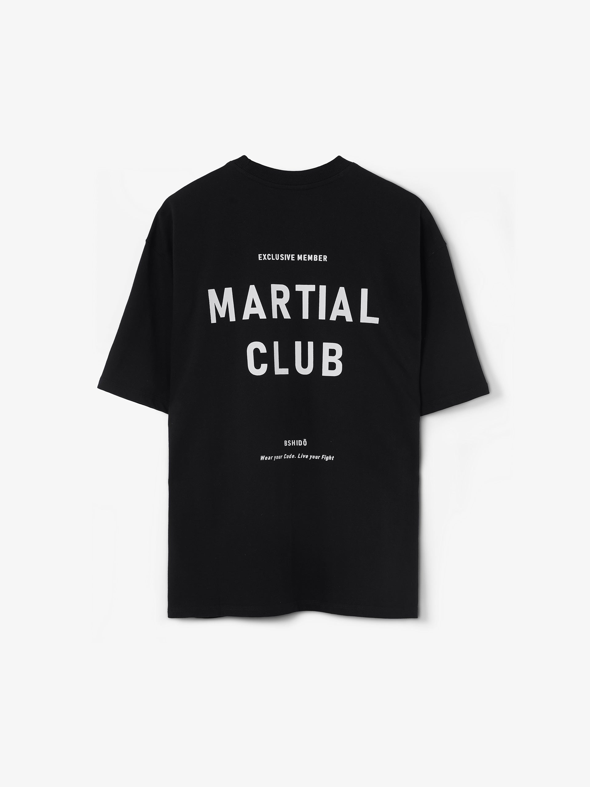 Black oversized t-shirt with martial club print back design by Bshido