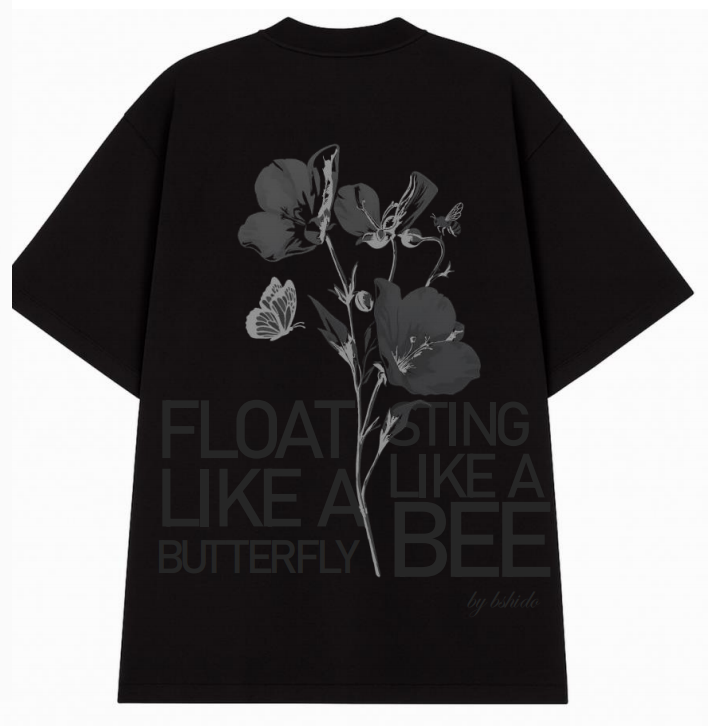 Butterfly & Bee Oversized Tee (Black)